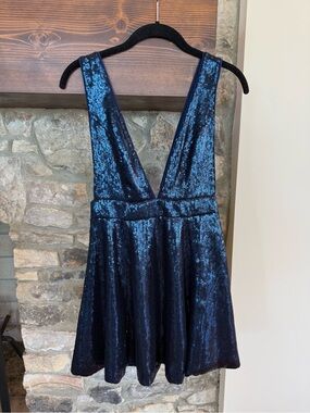 NBD Blue Sequin Mini Dress